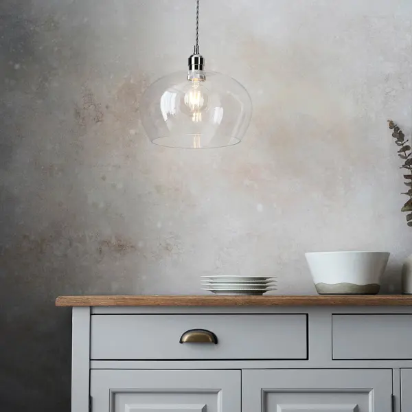 Molly Polished Nickel Clear Glass Bowl Pendant
