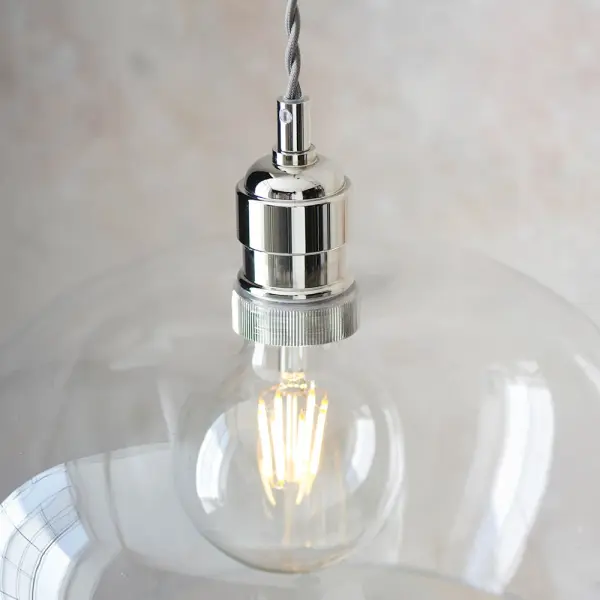 Molly Polished Nickel Clear Glass Bowl Pendant
