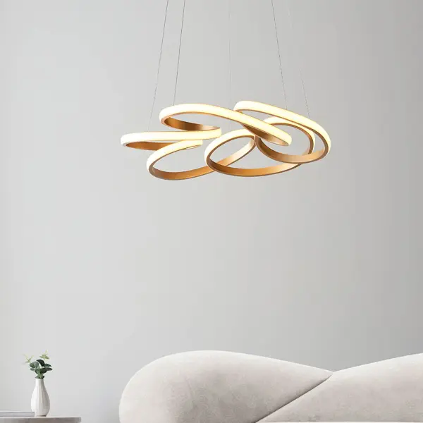 Multi Spiral Satin Gold LED Pendant