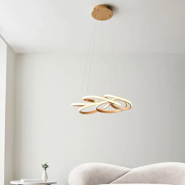 Multi Spiral Satin Gold LED Pendant