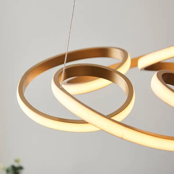 Multi Spiral Satin Gold LED Pendant