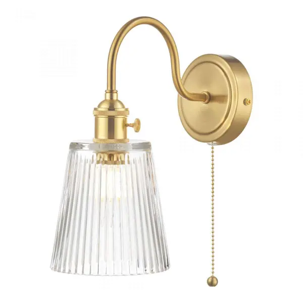 Brass wall light store with shade