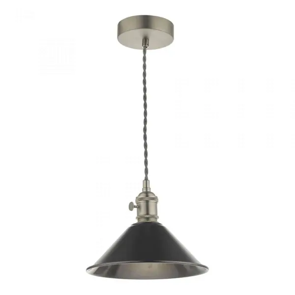 Hadano Pendant in Antique Chrome With Antique Pewter Shade