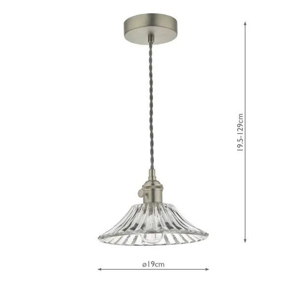 Hadano Pendant in Antique Chrome With Flared Glass Shade