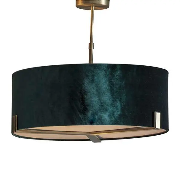 Hayfield 3 Light Pendant in Matt Antique Brass C/W Shade