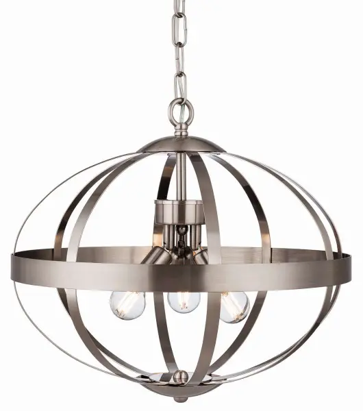 Healey 3 Light Pendant in Brushed Steel Finish