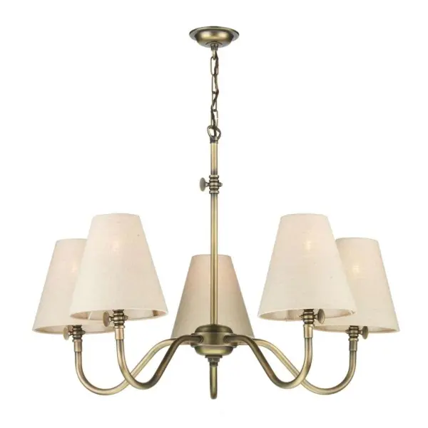 Hicks 5 Light Pendant Antique Brass