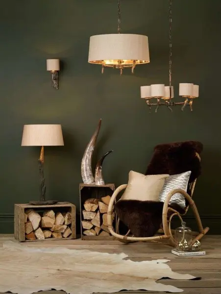 Joshua 5 Light Dual Mount Pendant Bronze Bespoke Silk Shades