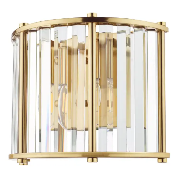 Kiran 2 Light Natural Brass & Crystal Wall Light