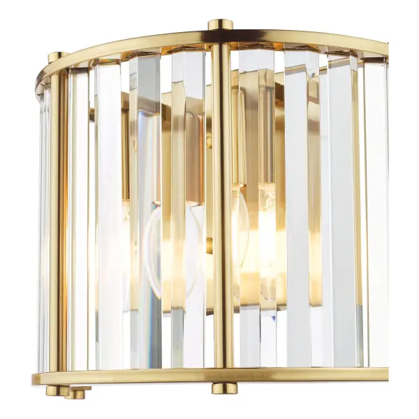 Kiran 2 Light Natural Brass & Crystal Wall Light