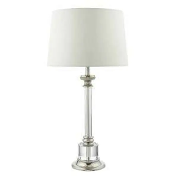 Krona Table Lamp Polished Nickel & Glass C/W Ivory Shade