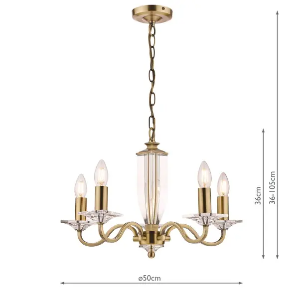 Carson 5 Light Antique Brass Chandelier