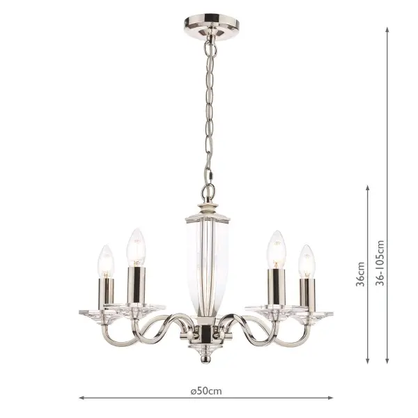 Carson 5 Light Polished Nickel Chandelier