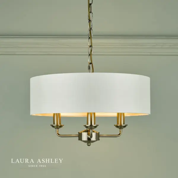 Sorrento 3 Light Pendant Antique Brass With Ivory Shade