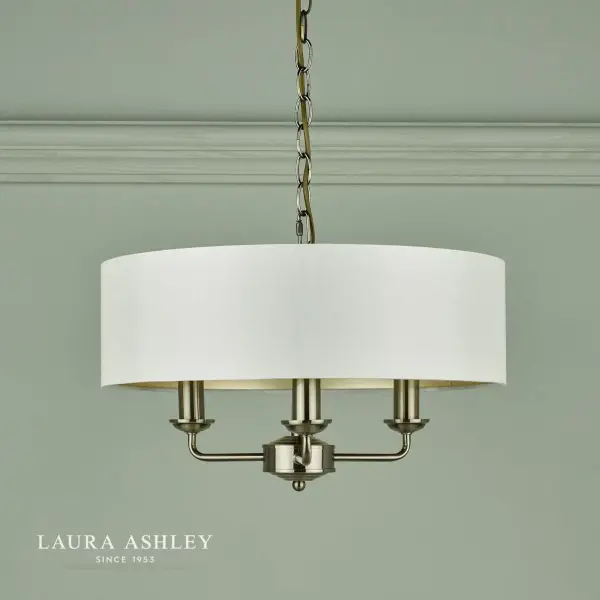 Sorrento 3 Light Pendant Antique Brass With Ivory Shade