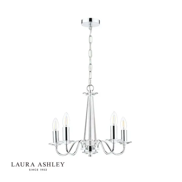 Blake 5 Light Chandelier Cut Glass & Polished Chrome