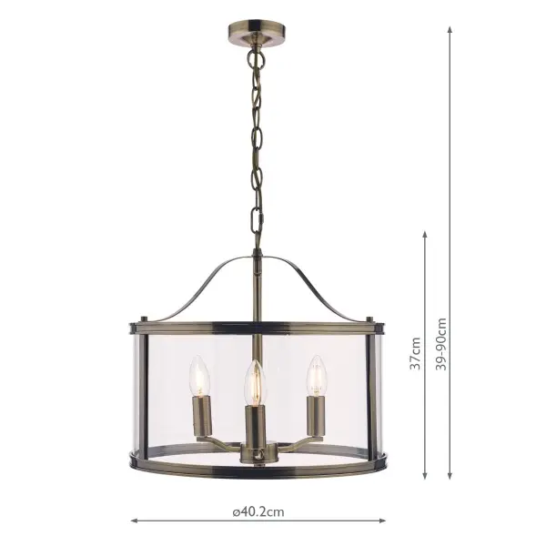 Harrington 3 Light Antique Brass Pendant