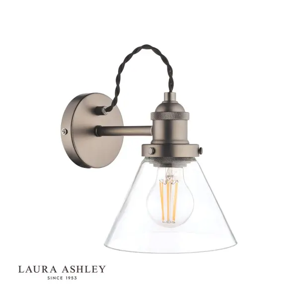 Isaac Industrial Nickel & Glass Wall Light