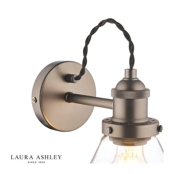 Isaac Industrial Nickel & Glass Wall Light