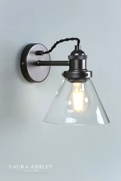 Isaac Industrial Nickel & Glass Wall Light