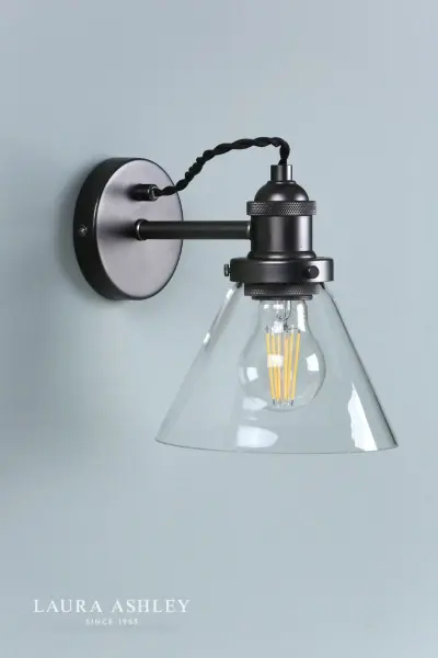 Isaac Industrial Nickel & Glass Wall Light