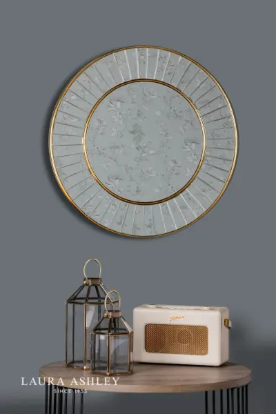 Clemence Small Round Mirror in Gold Leaf 50cm