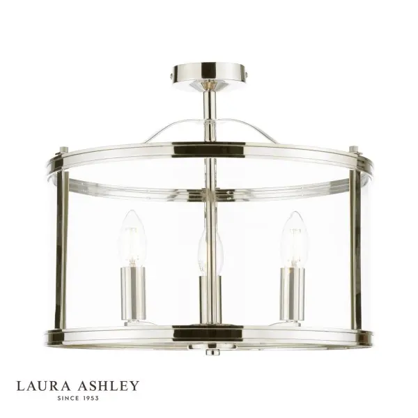 Harrington 3 Light Semi Flush in Polished Nickel