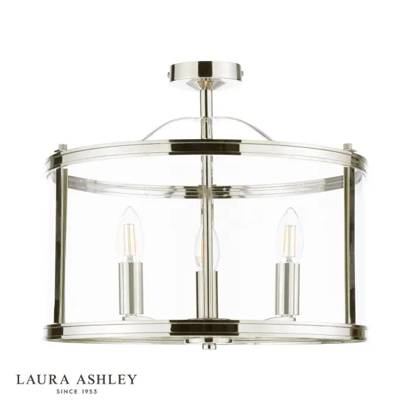 Harrington 3 Light Semi Flush in Polished Nickel