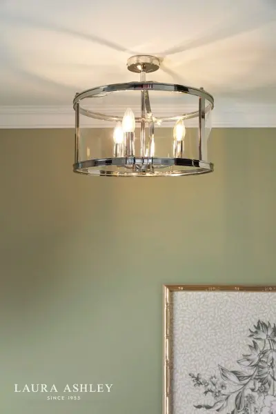 Harrington 3 Light Semi Flush in Polished Nickel