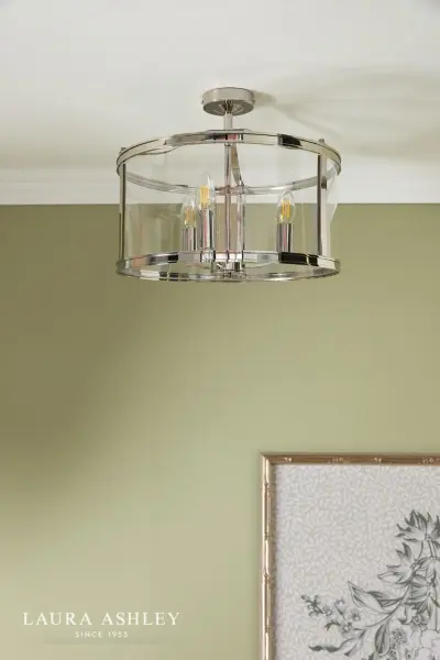 Harrington 3 Light Semi Flush in Polished Nickel