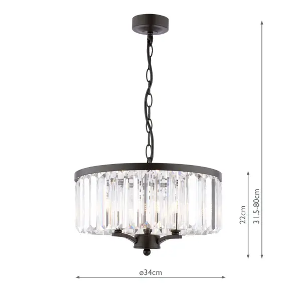 Elkwood 3 Light Pendant in Black