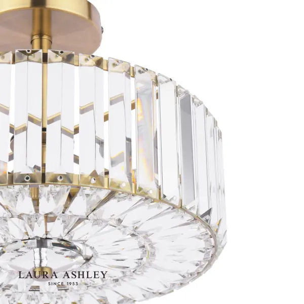Fernhurst Antique Brass 3 Light Semi Flush Fitting
