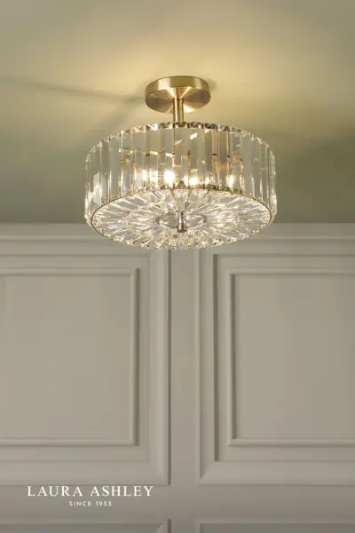 Fernhurst Antique Brass 3 Light Semi Flush Fitting