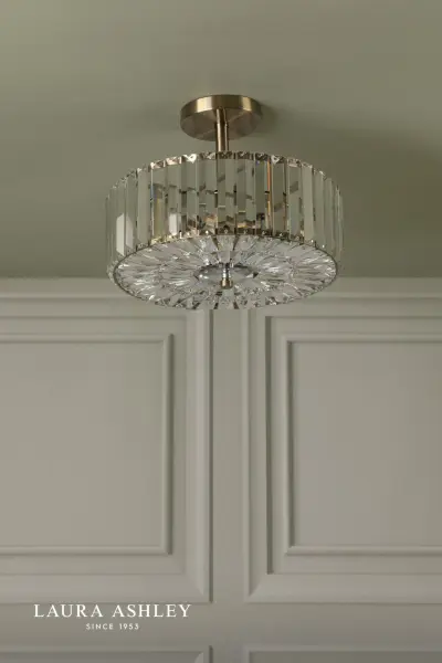 Fernhurst Antique Brass 3 Light Semi Flush Fitting