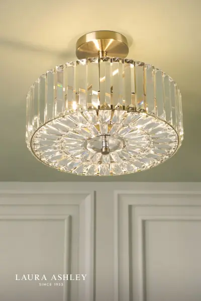 Fernhurst Antique Brass 3 Light Semi Flush Fitting