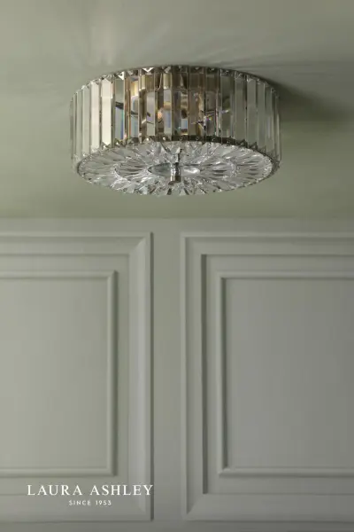 Fernhurst 3 Light Antique Brass & Crystal Flush Fitting