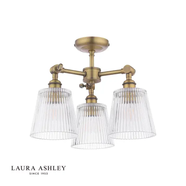 Callaghan Antique Brass 3 Light Semi Flush Fitting