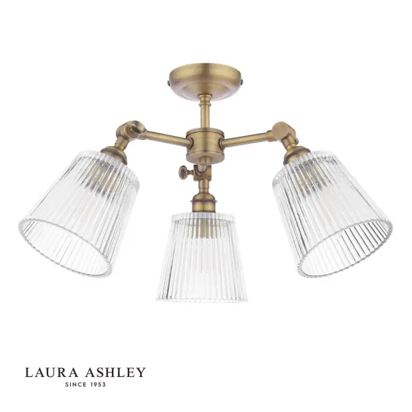 Callaghan Antique Brass 3 Light Semi Flush Fitting