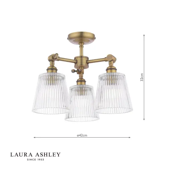 Callaghan Antique Brass 3 Light Semi Flush Fitting