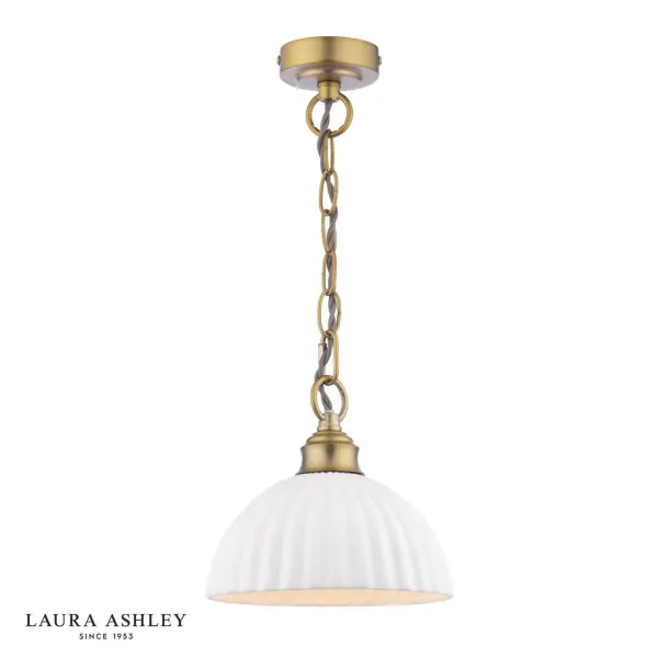 Durford Pendant in Matt Antique Brass and White Ceramic Shade