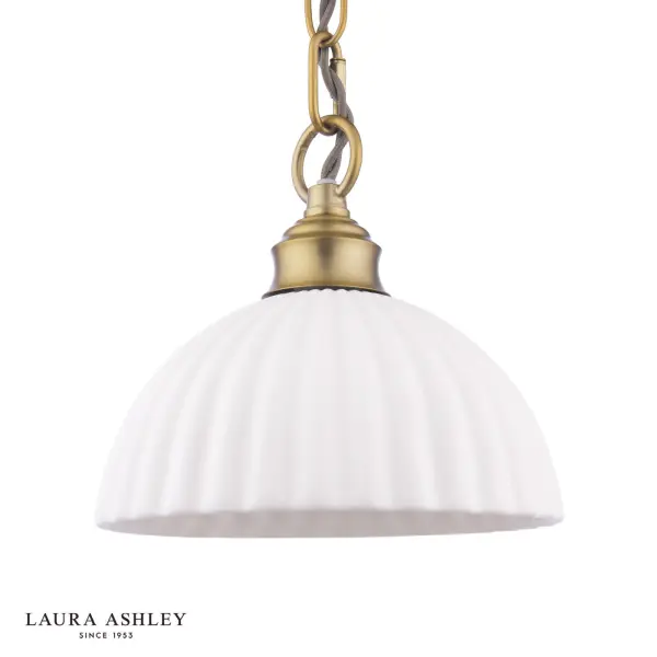 Durford Pendant in Matt Antique Brass and White Ceramic Shade