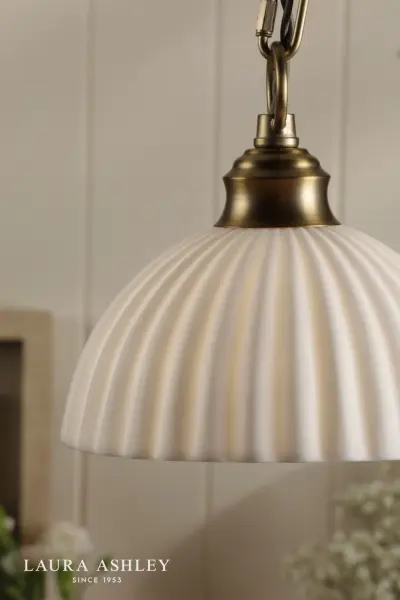 Durford Pendant in Matt Antique Brass and White Ceramic Shade