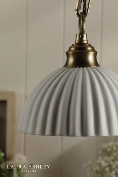 Durford Pendant in Matt Antique Brass and White Ceramic Shade