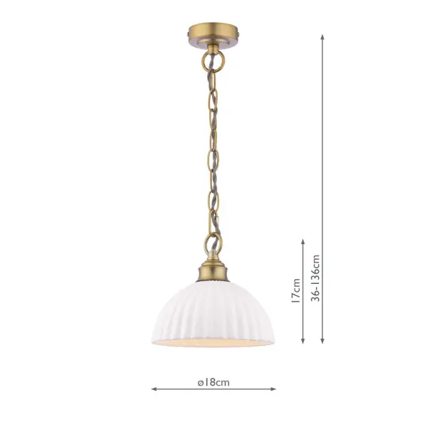 Durford Pendant in Matt Antique Brass and White Ceramic Shade