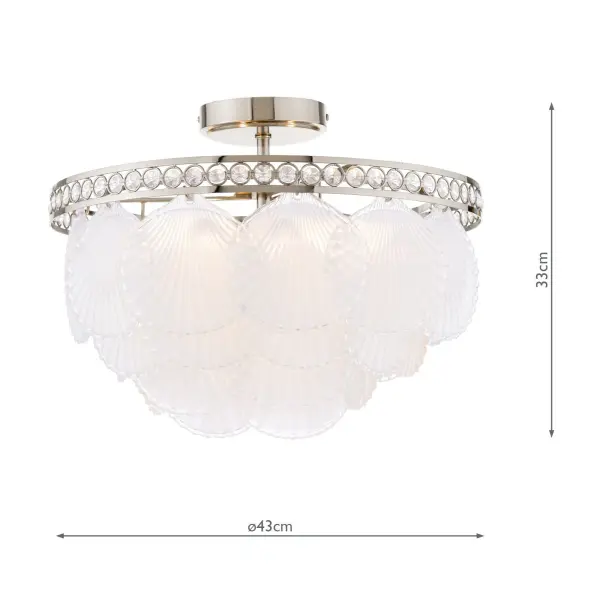 Caverton 4 Light Semi Flush Fitting in Polished Nickel