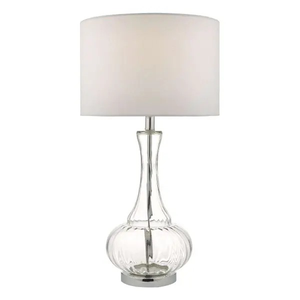 Lapsley Table Lamp Clear Glass & Polished Chrome With Shade