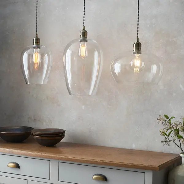 Molly Antique Brass Large Clear Glass Pendant