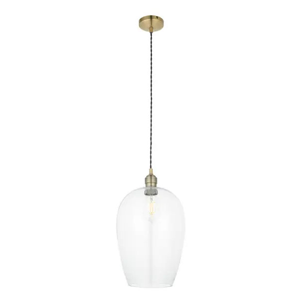 Molly Antique Brass Large Clear Glass Pendant