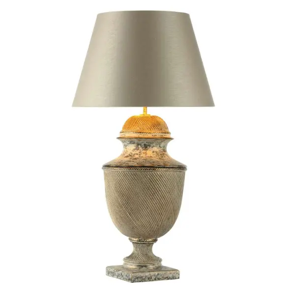Lattice table lamp in cream / gold, base only
