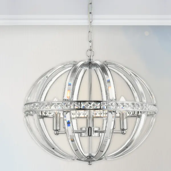 Laura 5 Light Oval Pendant Polished Chrome